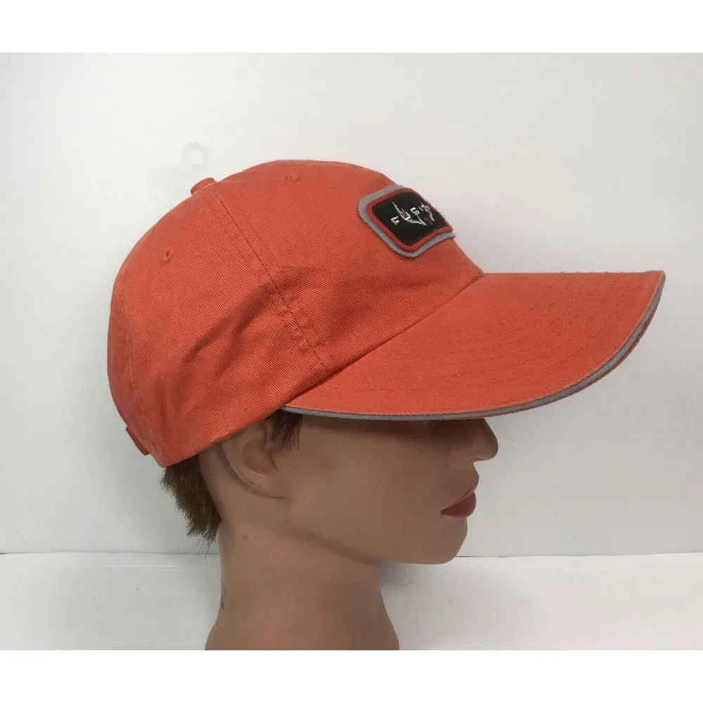 FUSION Hunting Hat‎ Khaki Orange Strap Back Baseball Cap Adjustable